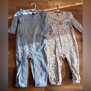 Baby Blue and Floral Romper bundle